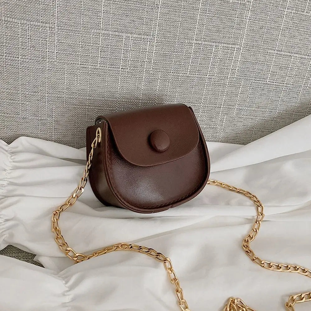 PU Leather Small Bag Coin Purse Wallet Card Holder Mini Saddle Bag Chain Crossbody Bag Women Shoulder Bag Female Handbag