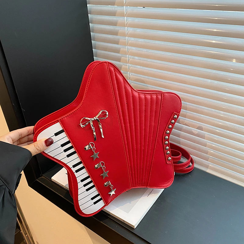 Pu Star Piano Funny Personality Handbags 2026 Creative New Style Bags Five-pointed Star Bow Tie Fashion Multipurpose Backpacks