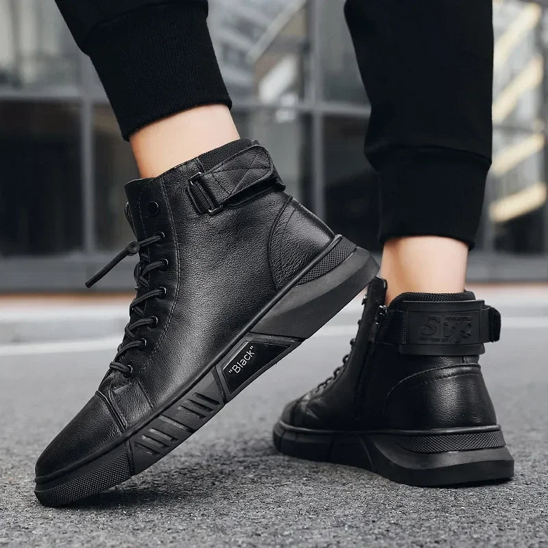 High Quality Mens Boots Luxury Slip-on Shoes for Men Outdoor All-match High-top Hard Wearing Large Size Shoes Sapatos Masculinos