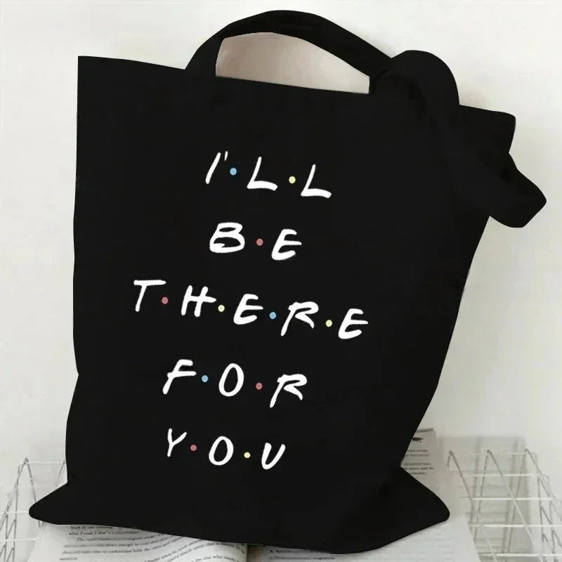 Eco-Friendly Black How You Doing Friends TV Tote Bag Canvas Shoulder Bag for Women Trendy TV Show-Themed Handbag for Girls
