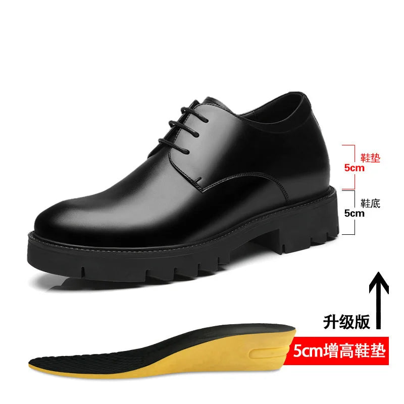Men Dress Shoes Elevator Shoes Platform High Heels Height Increase Business Casual Man Heightening Shoes