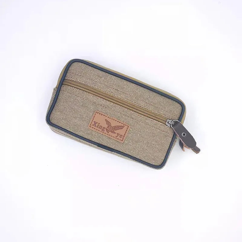 Wear-resistant canvas waist bag for men wearing belts, horizontal and vertical waist-hanging wallet, outdoor work waist bag