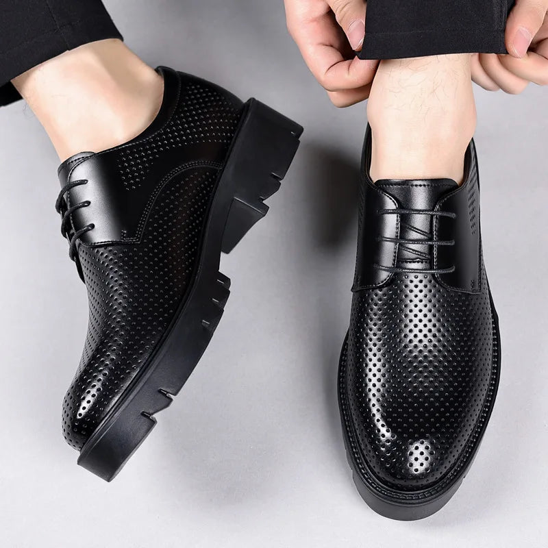 Men Dress Shoes Elevator Shoes Platform High Heels Height Increase Business Casual Man Heightening Shoes