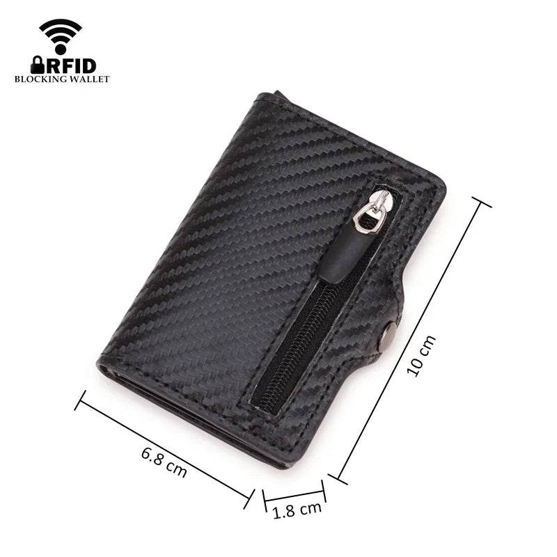 RFID Blocking Credit Card Holder Clutch Bag Men Luxury Brand Bag Card Wallet Carbon Fiber Leather Business Bank Cardholder Case