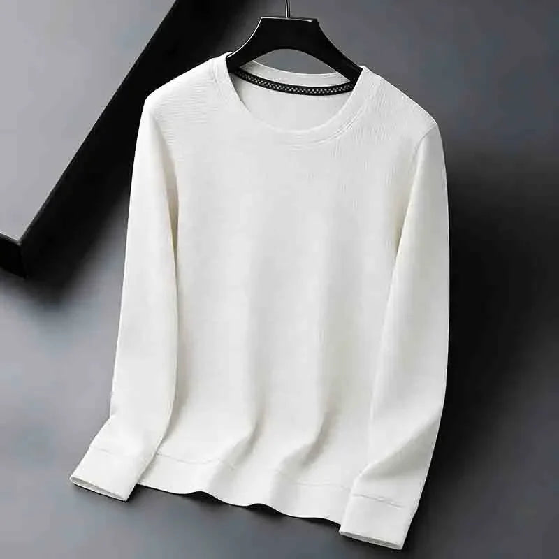 2026 New Arrival Men's Basic Solid Crew Neck Sweater Breathable Long Sleeve Knit Pullover