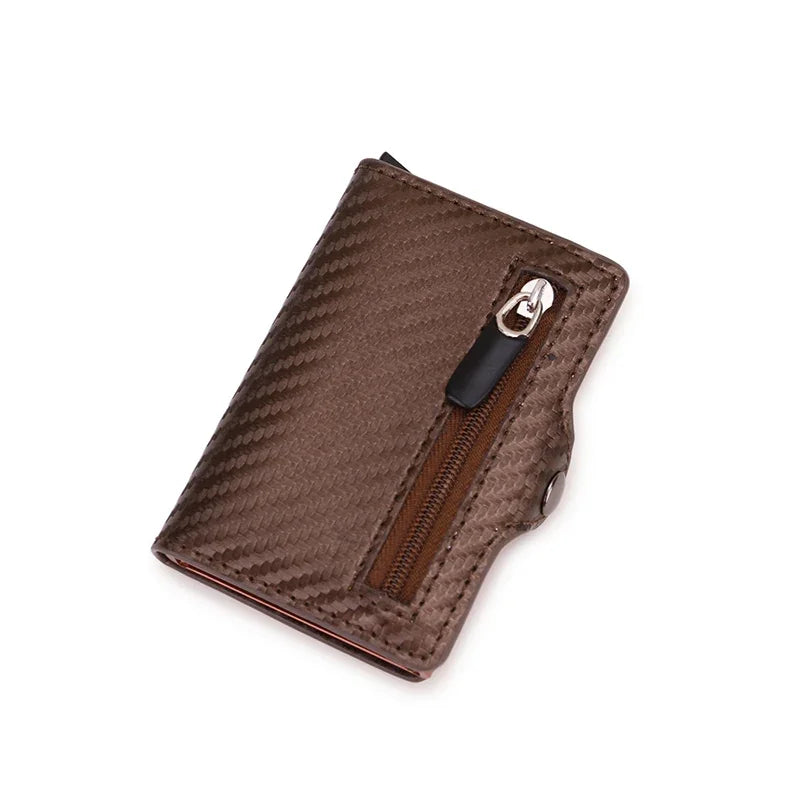 RFID Blocking Credit Card Holder Clutch Bag Men Luxury Brand Bag Card Wallet Carbon Fiber Leather Business Bank Cardholder Case