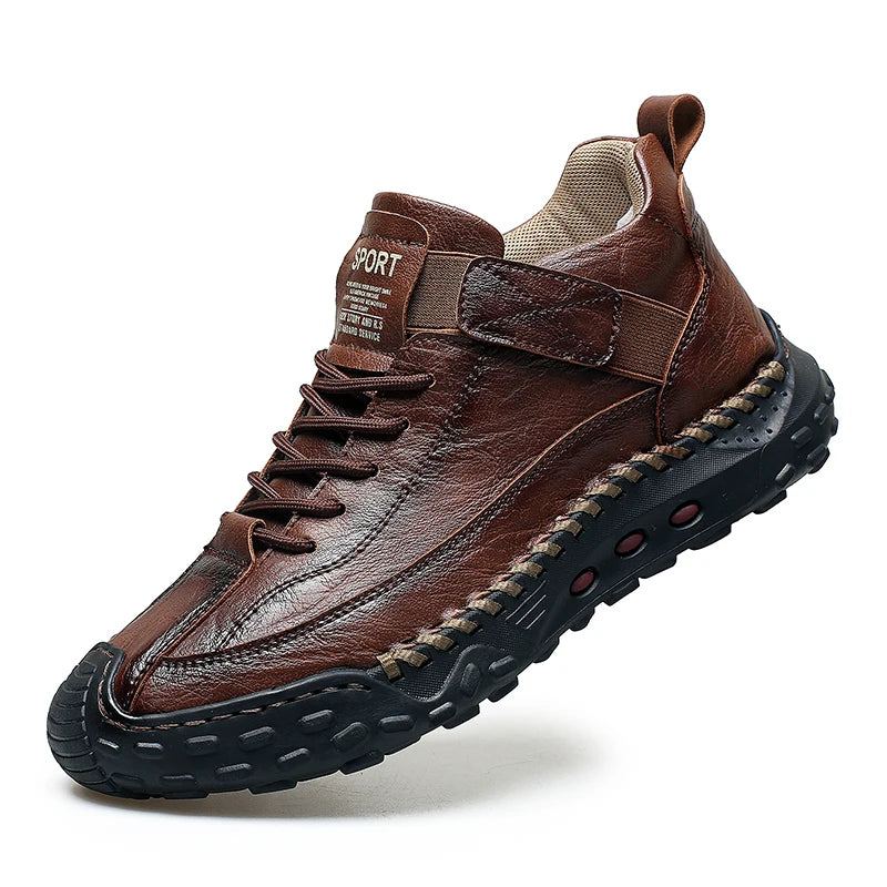 Plus Size Men Boots Hand-stitching Men's Casual Leather Boots Autumn Ankle Boots For Men Shoes Comfortable Man Footwear