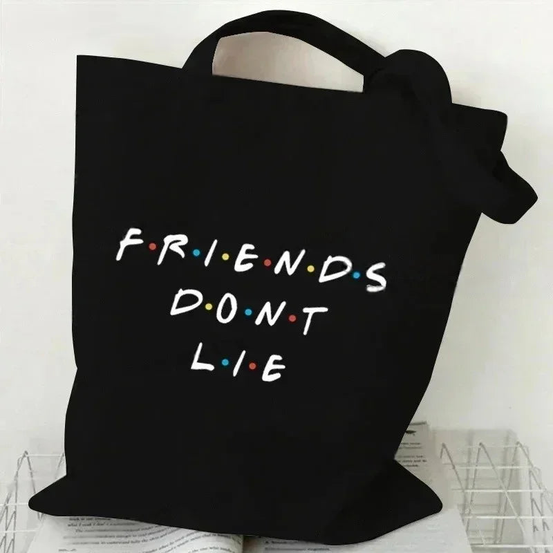 Eco-Friendly Black How You Doing Friends TV Tote Bag Canvas Shoulder Bag for Women Trendy TV Show-Themed Handbag for Girls