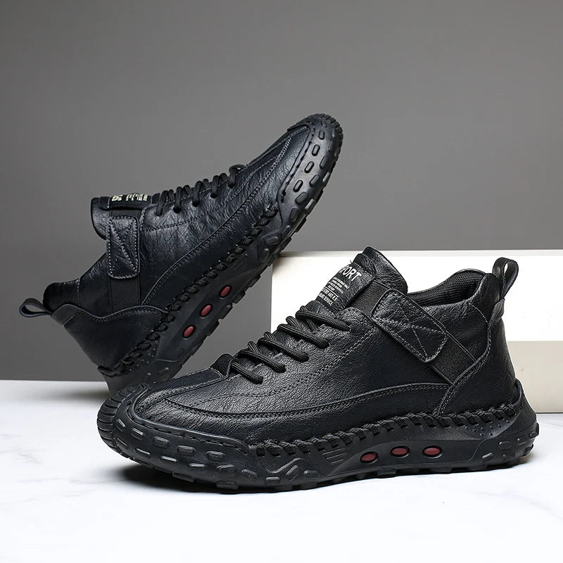 Plus Size Men Boots Hand-stitching Men's Casual Leather Boots Autumn Ankle Boots For Men Shoes Comfortable Man Footwear