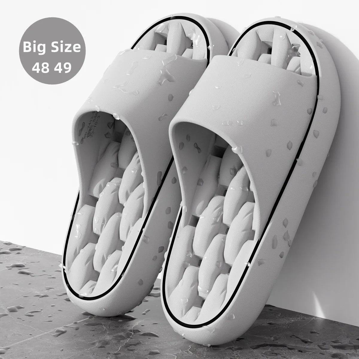 Big Size 48 49 Bathroom Slippers Leaking Quick-Drying Couples Home Shower Shoes Men Light Beach Flip Flops Women Swimming Slides
