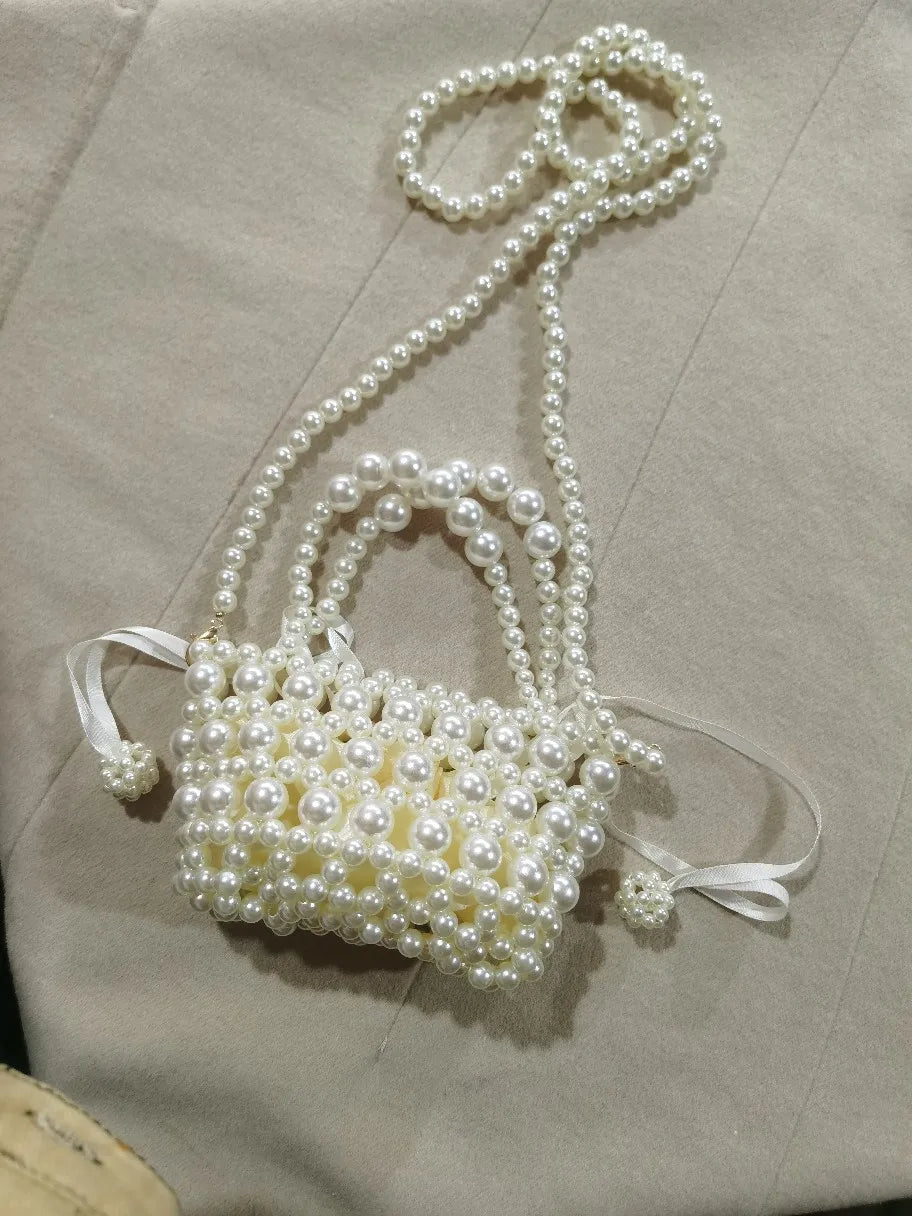 Women's Fashionable Crossbody Bag Hand-Woven Pearl Beaded Shoulder Trendy High-Quality Noble Hand Bill Carrier