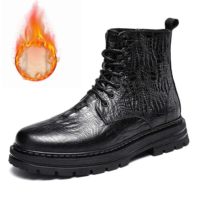 Plus Big Size 47 48 Men Pure Black Genuine Leather Boots With Zipper High Top Shoes Real Original Natural Handmade