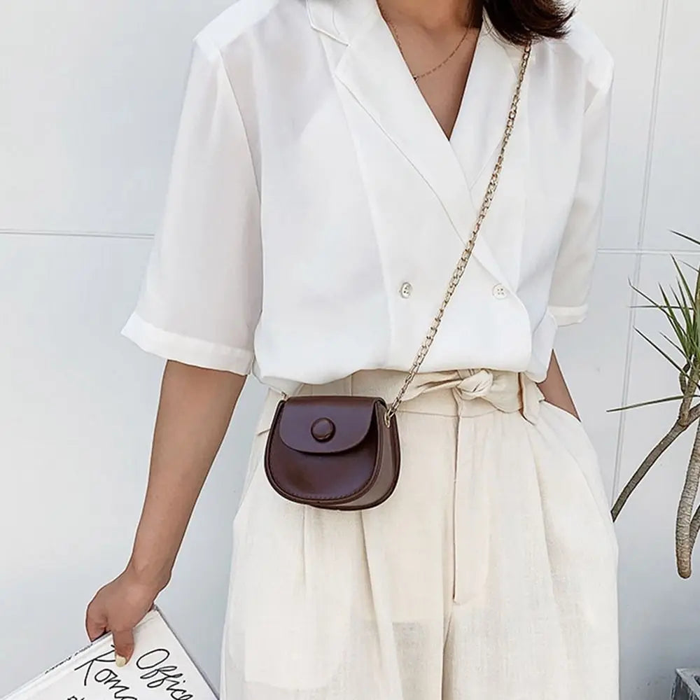 PU Leather Small Bag Coin Purse Wallet Card Holder Mini Saddle Bag Chain Crossbody Bag Women Shoulder Bag Female Handbag