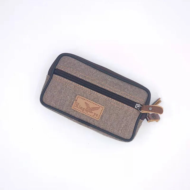 Wear-resistant canvas waist bag for men wearing belts, horizontal and vertical waist-hanging wallet, outdoor work waist bag