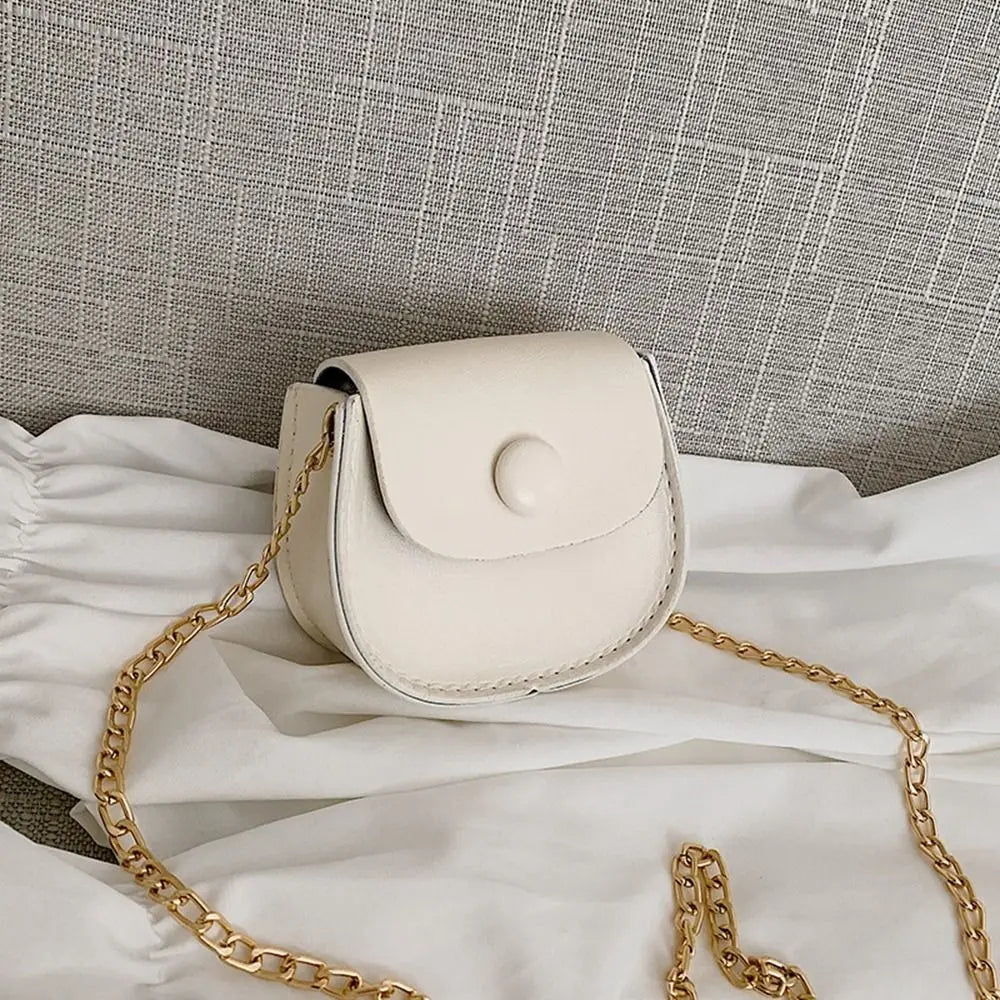 PU Leather Small Bag Coin Purse Wallet Card Holder Mini Saddle Bag Chain Crossbody Bag Women Shoulder Bag Female Handbag