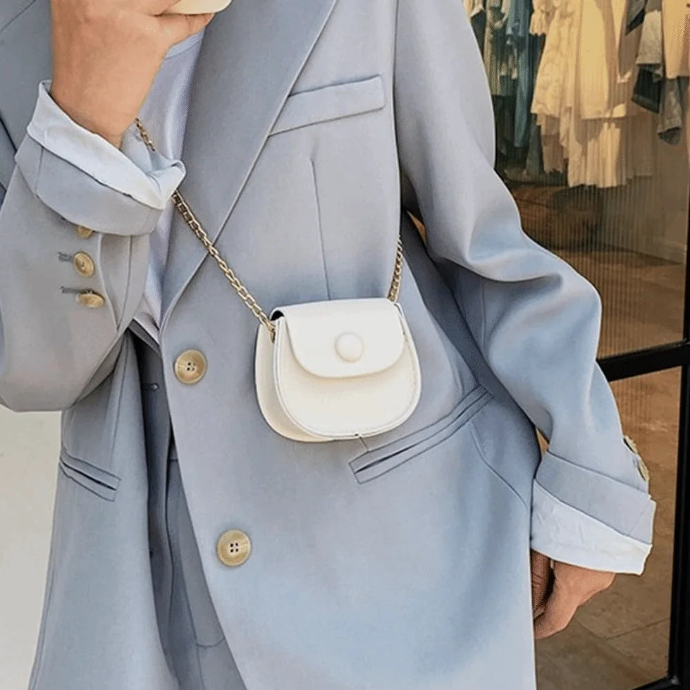 PU Leather Small Bag Coin Purse Wallet Card Holder Mini Saddle Bag Chain Crossbody Bag Women Shoulder Bag Female Handbag