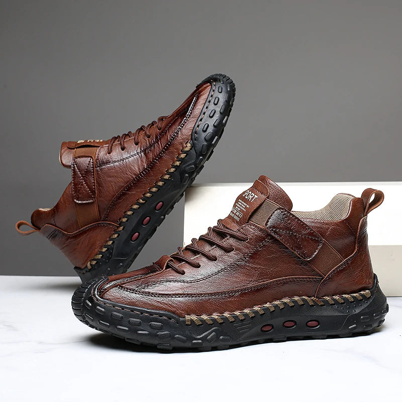 Plus Size Men Boots Hand-stitching Men's Casual Leather Boots Autumn Ankle Boots For Men Shoes Comfortable Man Footwear