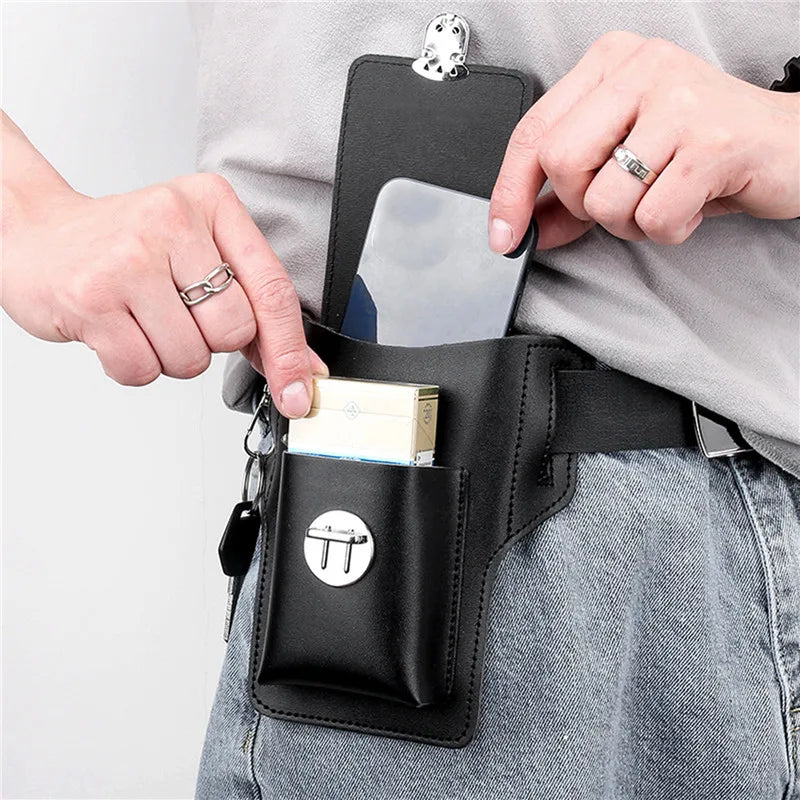 Phone Belt Bag For Men Bags Cell Phone Loop Holster Phone Pouch Wallet High Quality Multifunctional PU Leather Phone Case