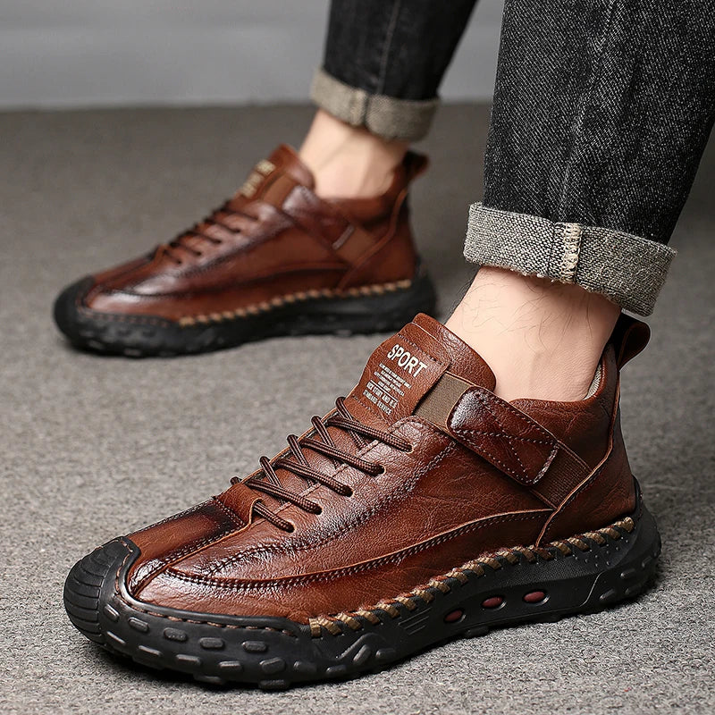 Plus Size Men Boots Hand-stitching Men's Casual Leather Boots Autumn Ankle Boots For Men Shoes Comfortable Man Footwear