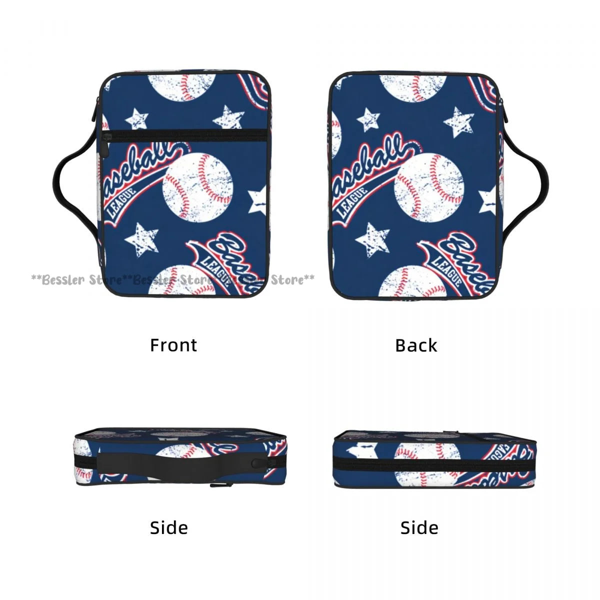 Bible Cover Carrying Book Case Church Bag Baseball Stars Bible Protective with Handle Zipper Pocket Tablet Handbag