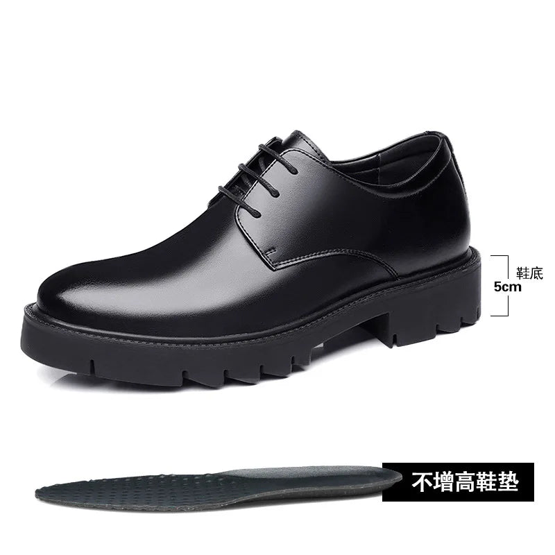 Men Dress Shoes Elevator Shoes Platform High Heels Height Increase Business Casual Man Heightening Shoes