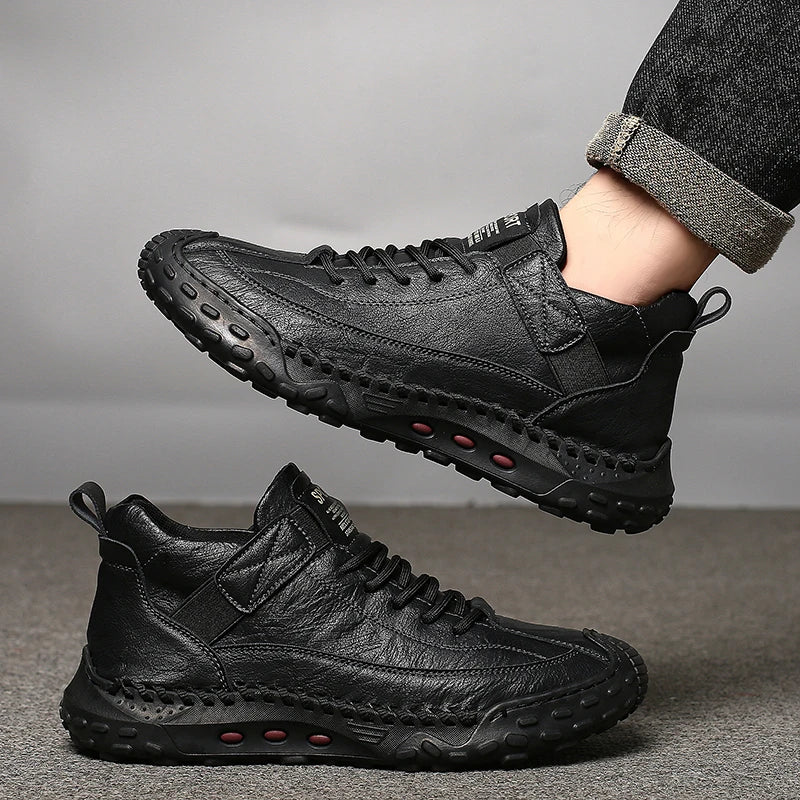 Plus Size Men Boots Hand-stitching Men's Casual Leather Boots Autumn Ankle Boots For Men Shoes Comfortable Man Footwear