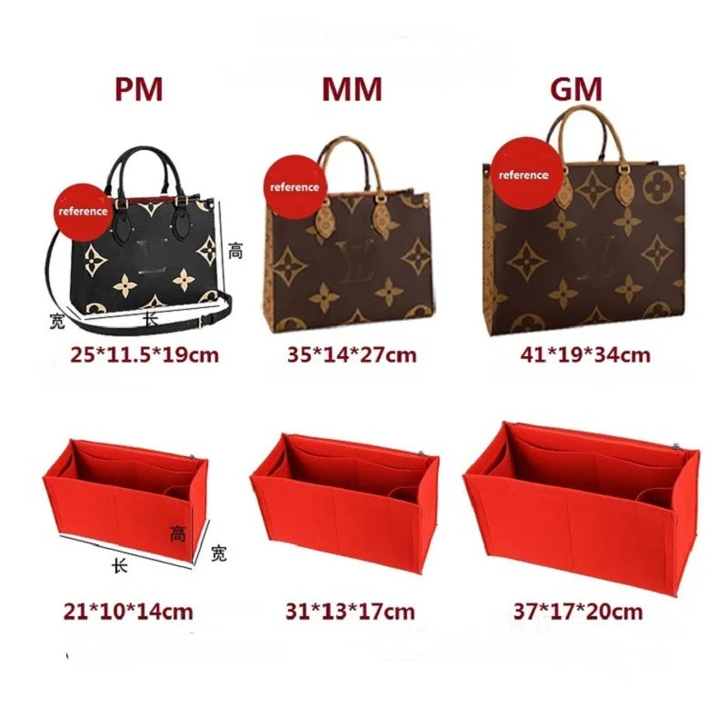 Makeup Bag For Lv On The Go BB PM MM GM Tote Bag Organizer Insert