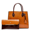 CEZIRA Women 2 pcs Handbags Set Luxury Fashion PU Leather Tote Top-handle Bag Flap Cover Purse with Adjustable Long Strap Daily
