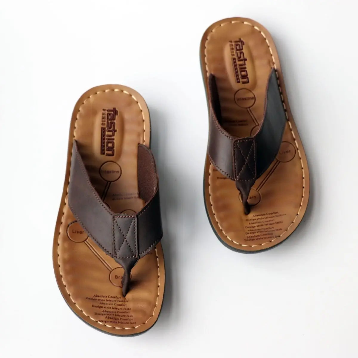Summer Shoes Men Slippers Genuine Leather Mens Flip Flops Flat Mens Sandals Holiday Non-slip Black Khaki A673