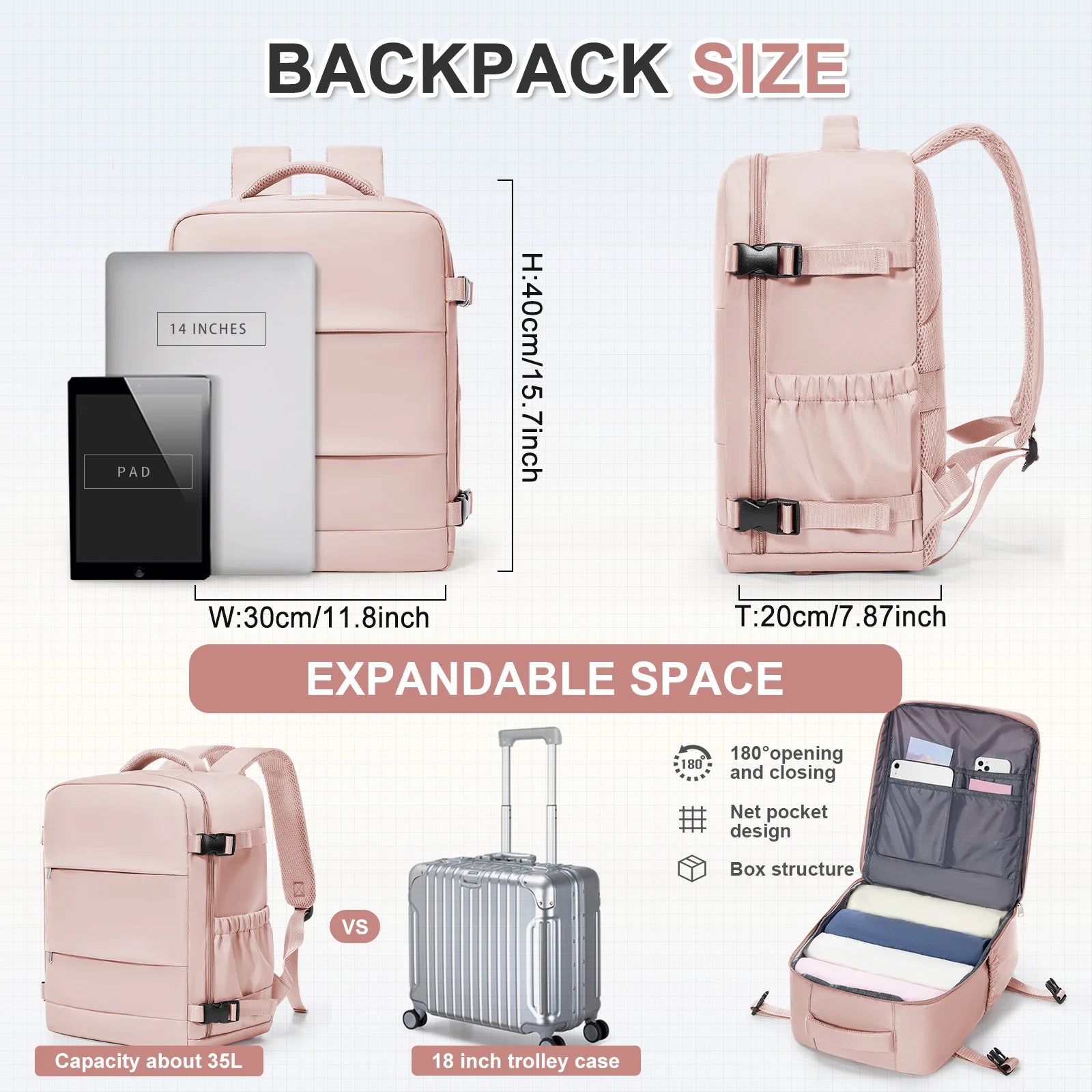 Ryanair Backpack 40x30x20 Cabin Bag Travel Backpack for Men Women Hand Luggage Leisure Laptop Backpack mochila para viaje cabina