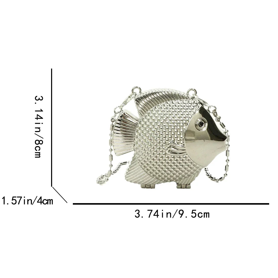 Cute Little Fish Shape Metal Mini Shoulder Crossbody Bag Lady Fashion Lipstick Bag Gold Silver Purse Handbag Evening Clutch Bag