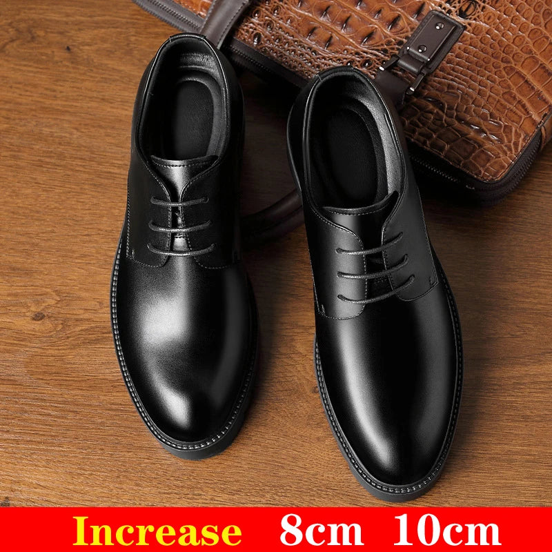 Men Dress Shoes Elevator Shoes Platform High Heels Height Increase Business Casual Man Heightening Shoes