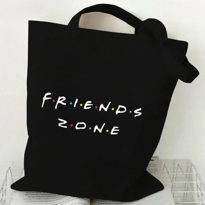 Eco-Friendly Black How You Doing Friends TV Tote Bag Canvas Shoulder Bag for Women Trendy TV Show-Themed Handbag for Girls