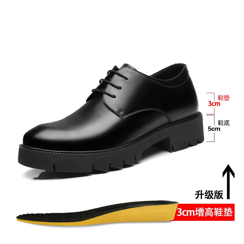 Men Dress Shoes Elevator Shoes Platform High Heels Height Increase Business Casual Man Heightening Shoes