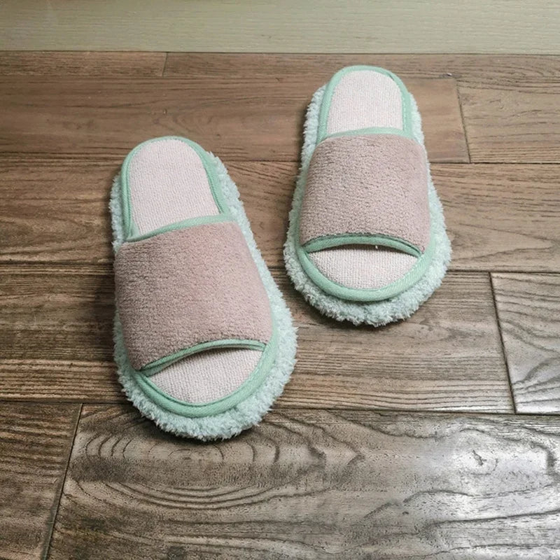 Microfibre Mop Slippers Solid Color Simple Wipeable Floor Mopping Sweeping Wood Floor Tile Cleaning Slippers Lazy Slippers