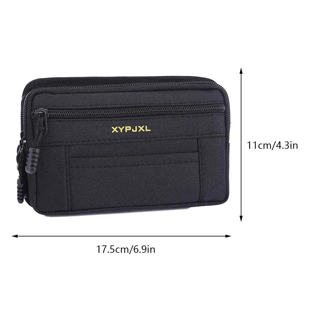 Men Canvas Mobile Phone Purse Mini Coin Small Square Belt Bags Multi-Compartment Fanny Wallet Pouch Man Pocket Design Waist Pack