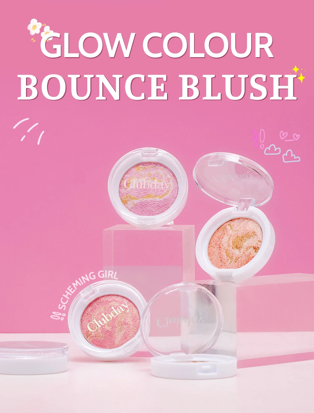 Monochrome Powder Blusher High Gloss Powder Gloss Shiny Highlight Contour Palette Natural  Gloss Concealer  Long-Lasting