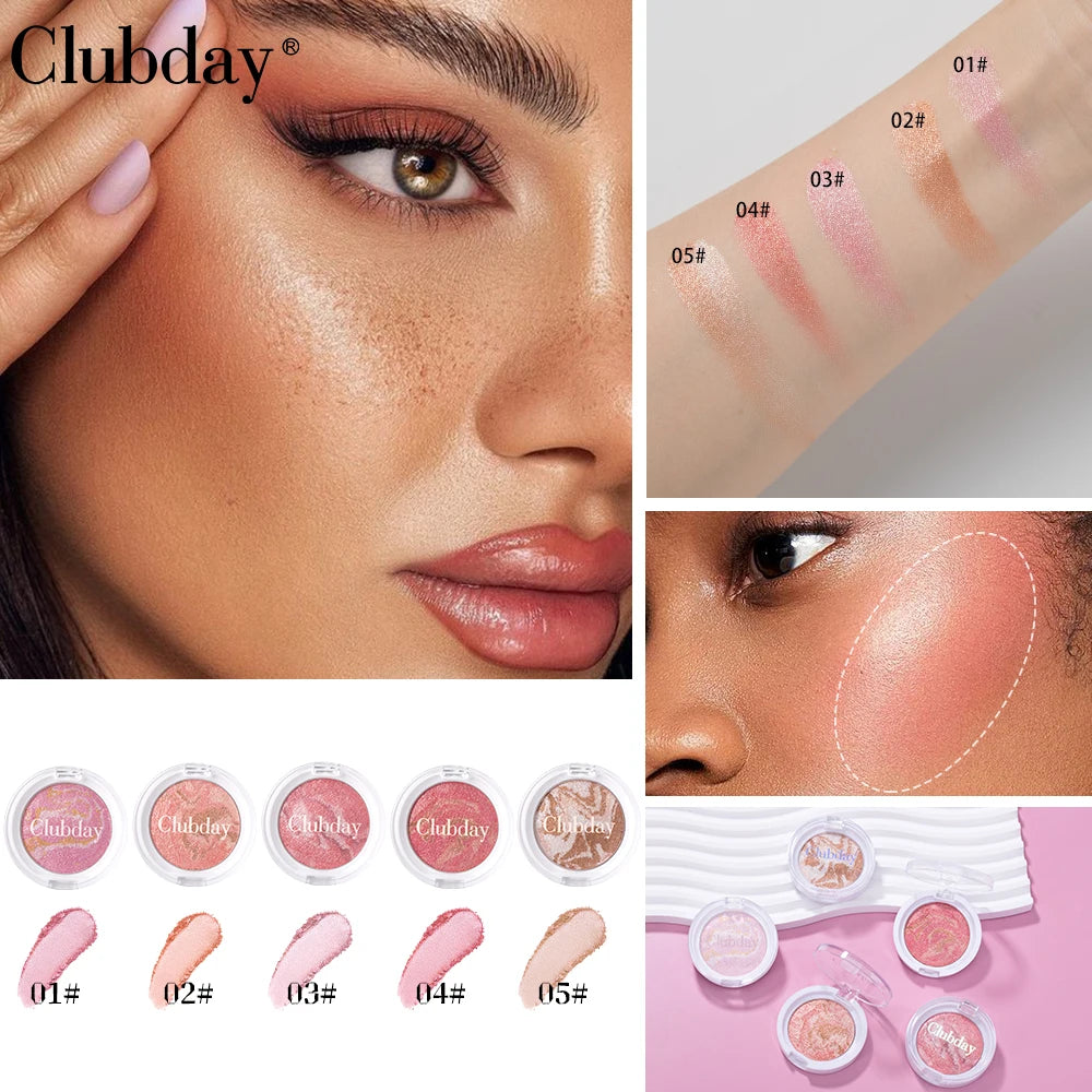 Monochrome Powder Blusher High Gloss Powder Gloss Shiny Highlight Contour Palette Natural  Gloss Concealer  Long-Lasting