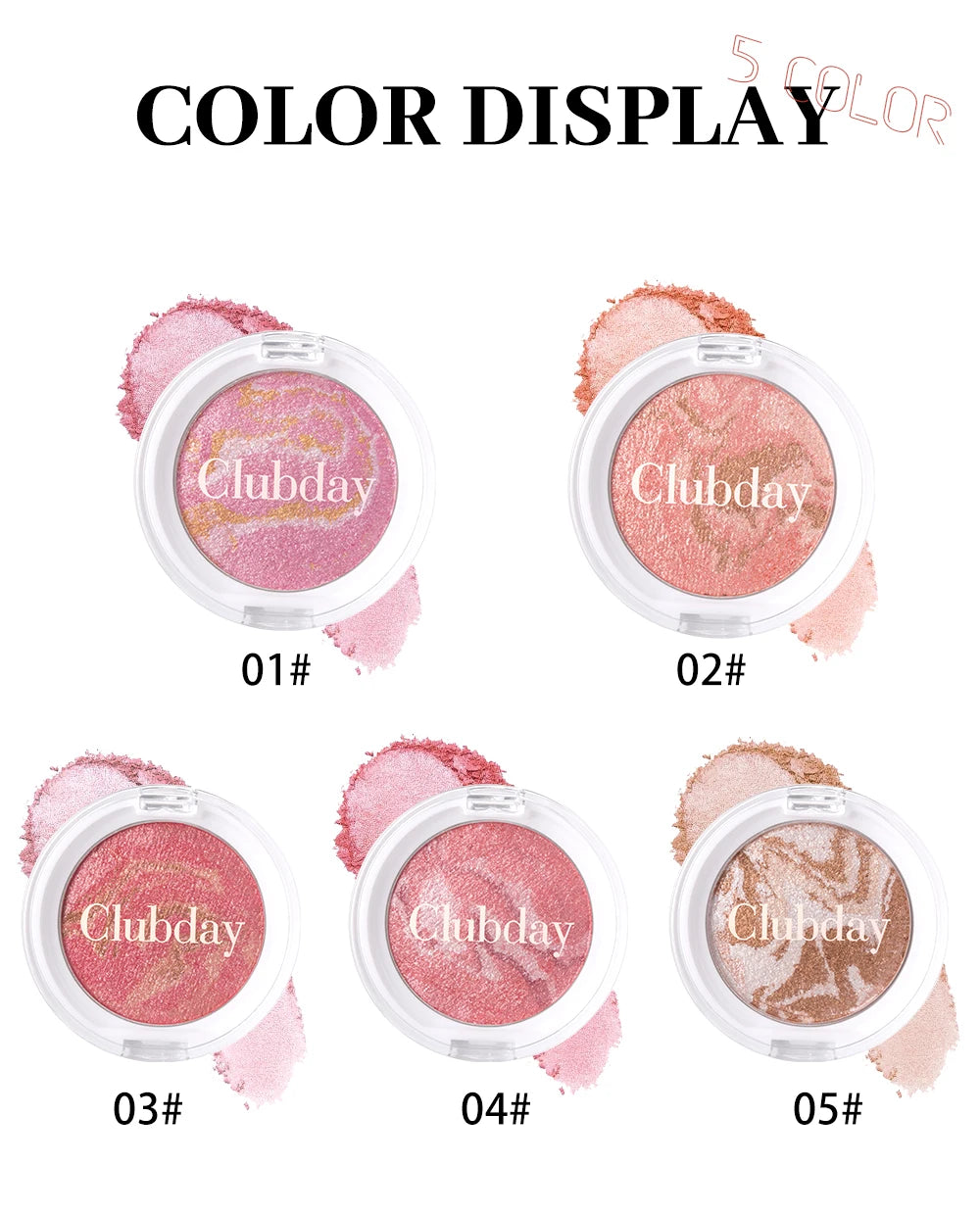 Monochrome Powder Blusher High Gloss Powder Gloss Shiny Highlight Contour Palette Natural  Gloss Concealer  Long-Lasting