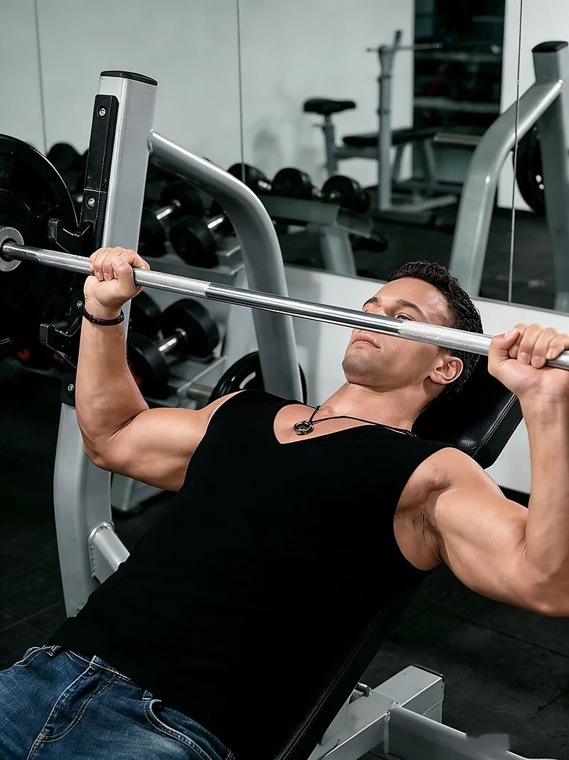 Men's V-neck Sleeveless Vest For Slimming And Muscle Building, Daily Wear, Simple Fashion, And A Strong Sense Of Power Top