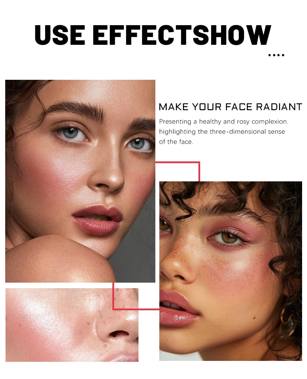 Monochrome Powder Blusher High Gloss Powder Gloss Shiny Highlight Contour Palette Natural  Gloss Concealer  Long-Lasting