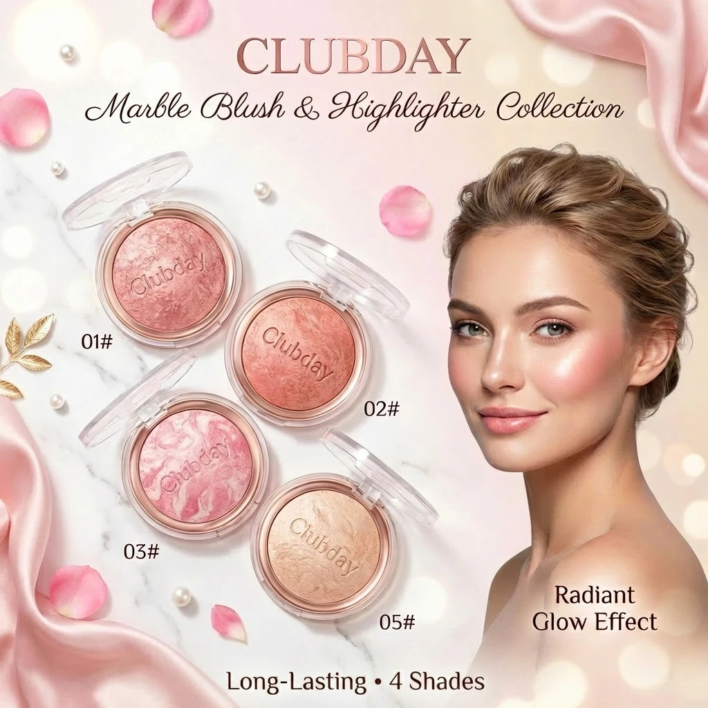 Monochrome Powder Blusher High Gloss Powder Gloss Shiny Highlight Contour Palette Natural  Gloss Concealer  Long-Lasting