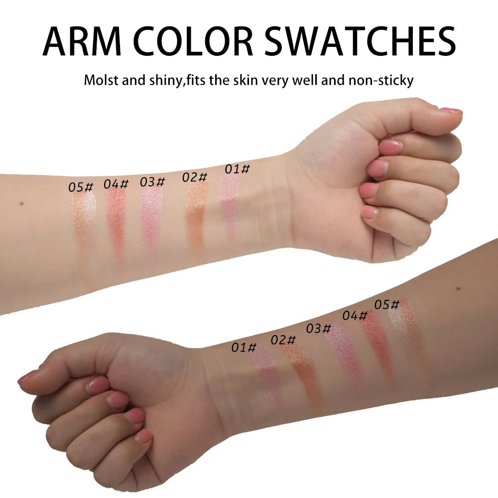 Monochrome Powder Blusher High Gloss Powder Gloss Shiny Highlight Contour Palette Natural  Gloss Concealer  Long-Lasting