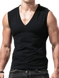 Men's V-neck Sleeveless Vest For Slimming And Muscle Building, Daily Wear, Simple Fashion, And A Strong Sense Of Power Top