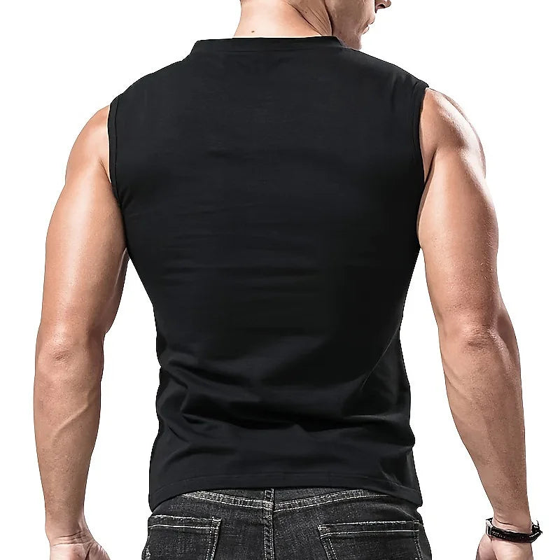 Men's V-neck Sleeveless Vest For Slimming And Muscle Building, Daily Wear, Simple Fashion, And A Strong Sense Of Power Top