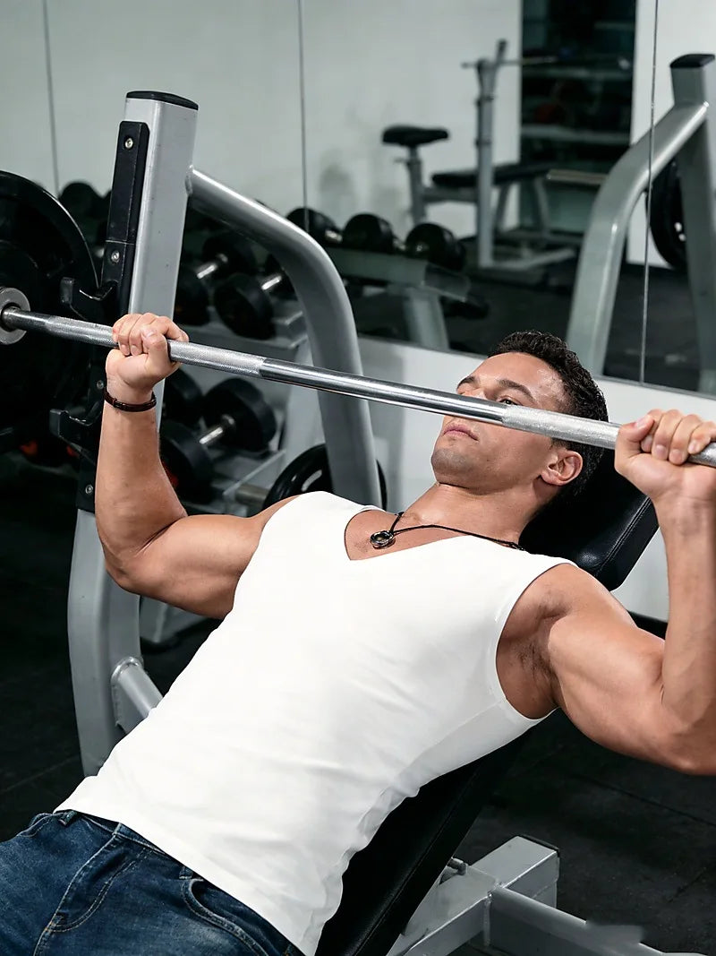 Men's V-neck Sleeveless Vest For Slimming And Muscle Building, Daily Wear, Simple Fashion, And A Strong Sense Of Power Top