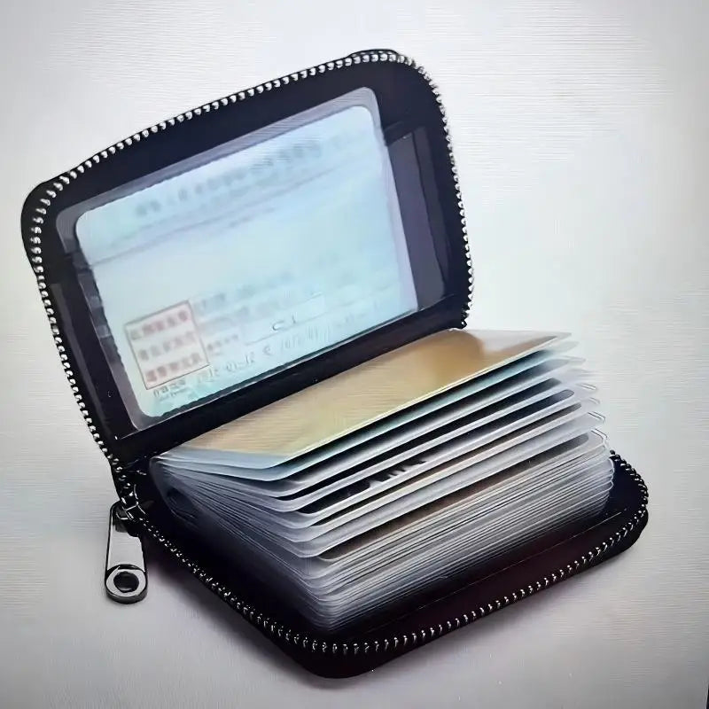 Men's ultra-thin RFID anti-theft zipper wallet multifunctional business card holder secure travel document manager