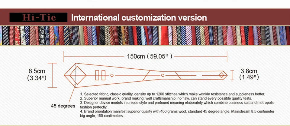 2023 New Gift Tie for Men Novelty Brown Solid Fashion Brand Wedding Party Necktie Handky Cufflinks Wholesale Hi-Tie Designer