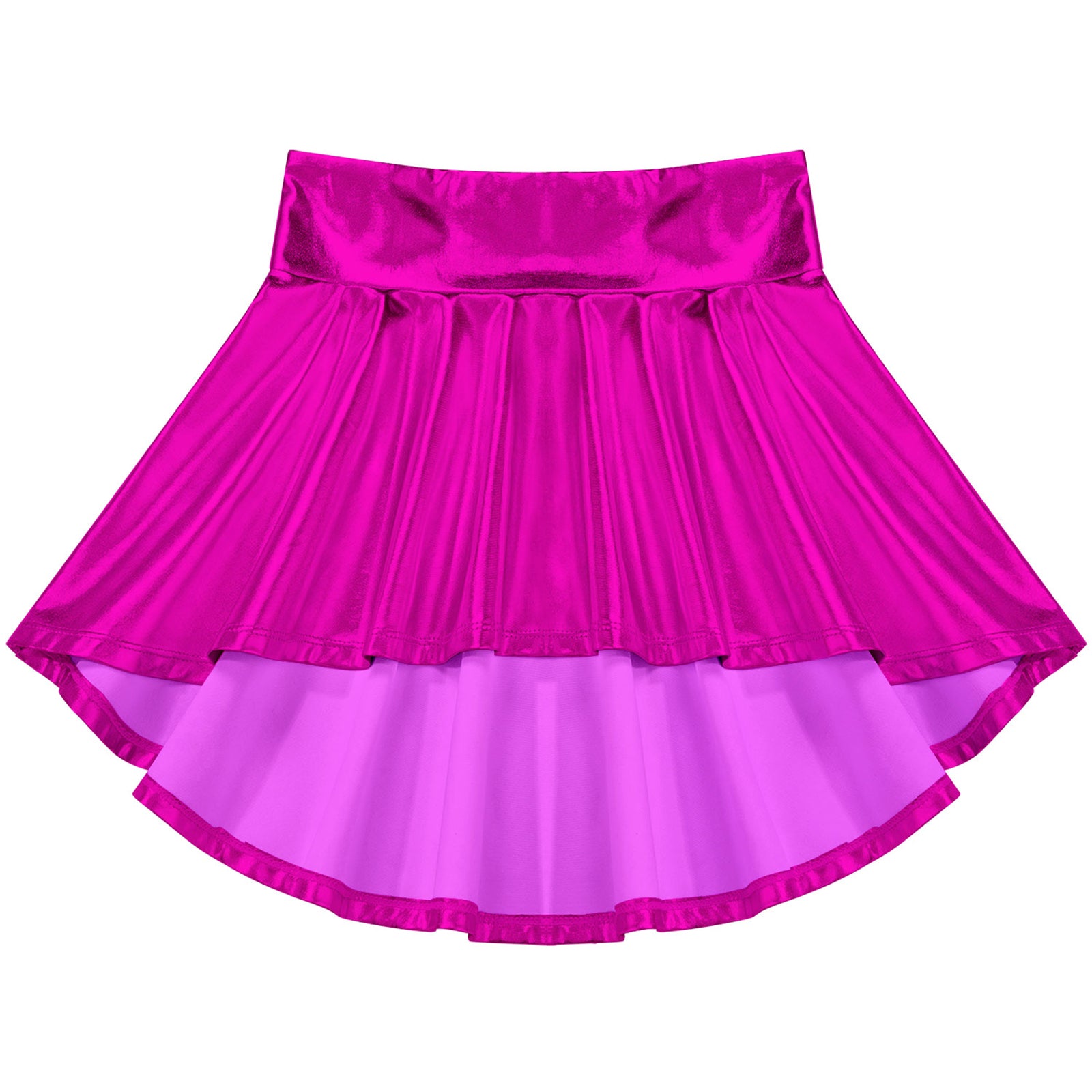 Girls Ballet Dance Skirts Solid Color Ruffle Irregular Hem Dance Party Costume Kids Dance Wear Bronzing Cloth Mini Skirts