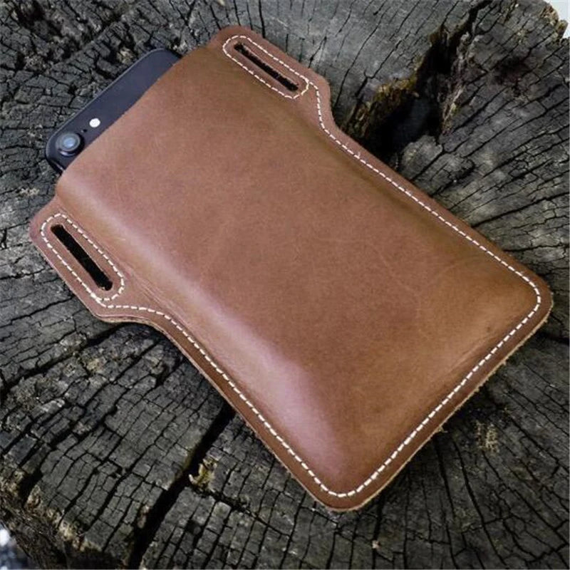 Men Cellphone Loop Holster Case Belt Waist Bag Props Leather Purse Phone Wallet Outdoor Portable Phone Belt Bag